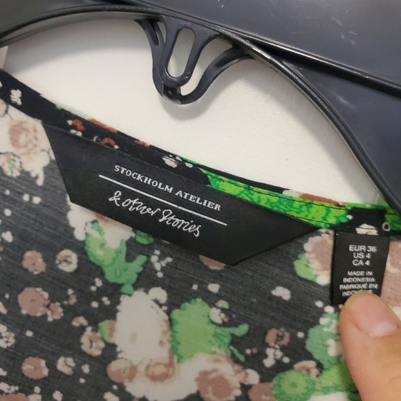 EC Stockholm Atelier & Other Stories Green Floral Print Wrap Dress, Size 4 - Picture 12 of 13